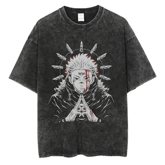 Sukuna Malevolent Shrine Black Washed Vintage Tee