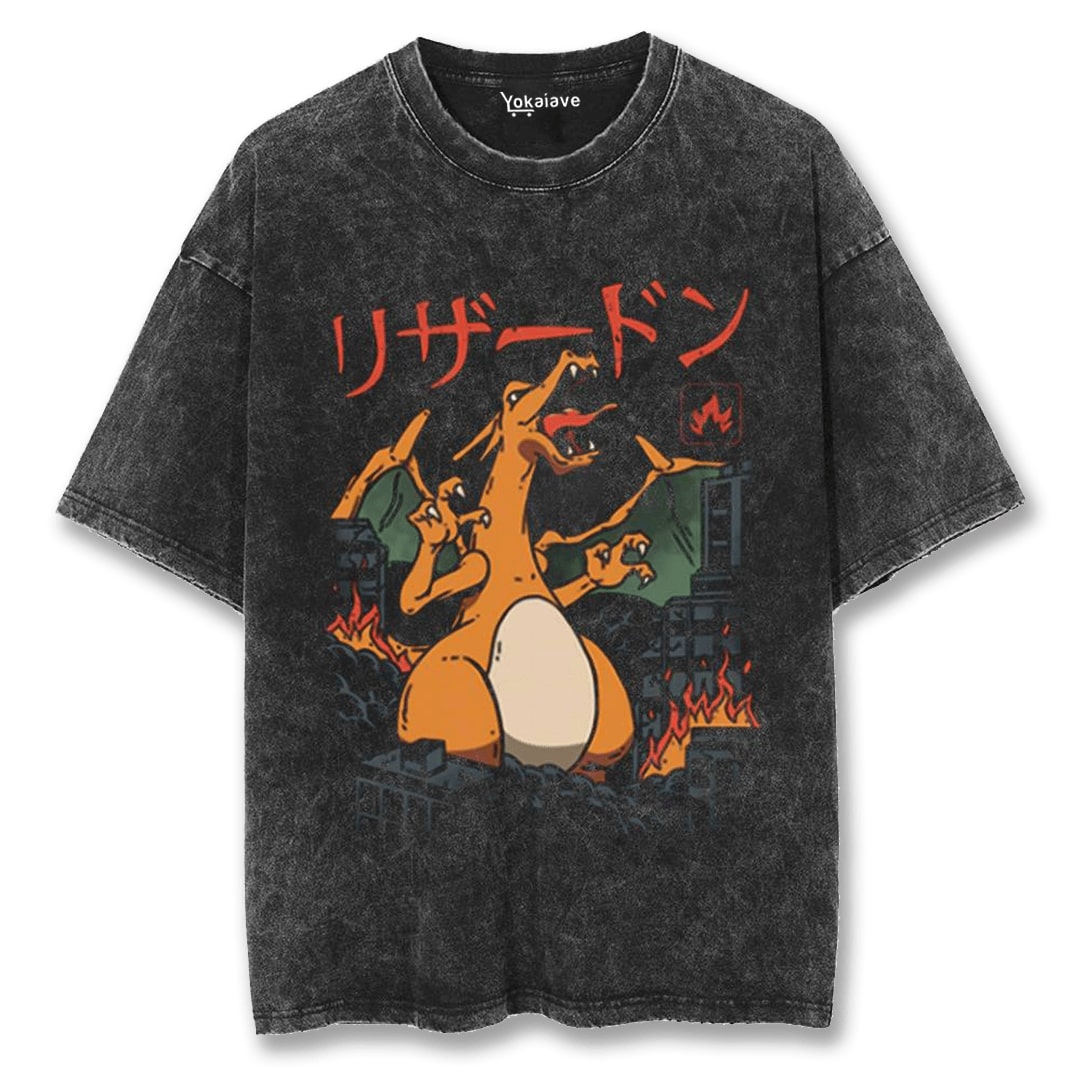 "Charizard Roar" Black Washed Vintage Tee