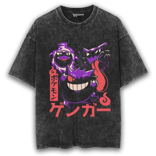 Cute Gengar Trio Black Washed Vintage Tee