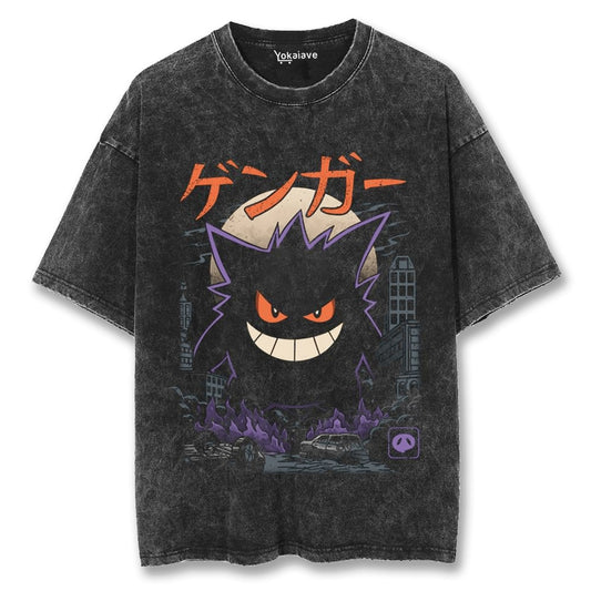 "Gengar City Boy" Black Washed Vintage Tee