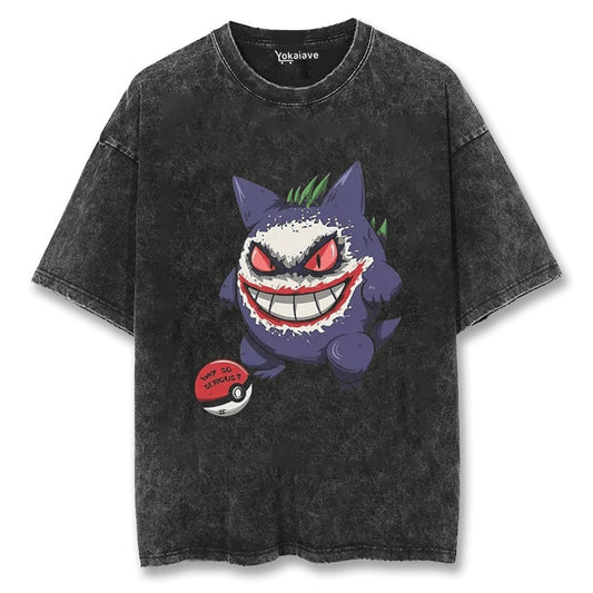 "Gengar Clown" Black Washed Vintage Tee