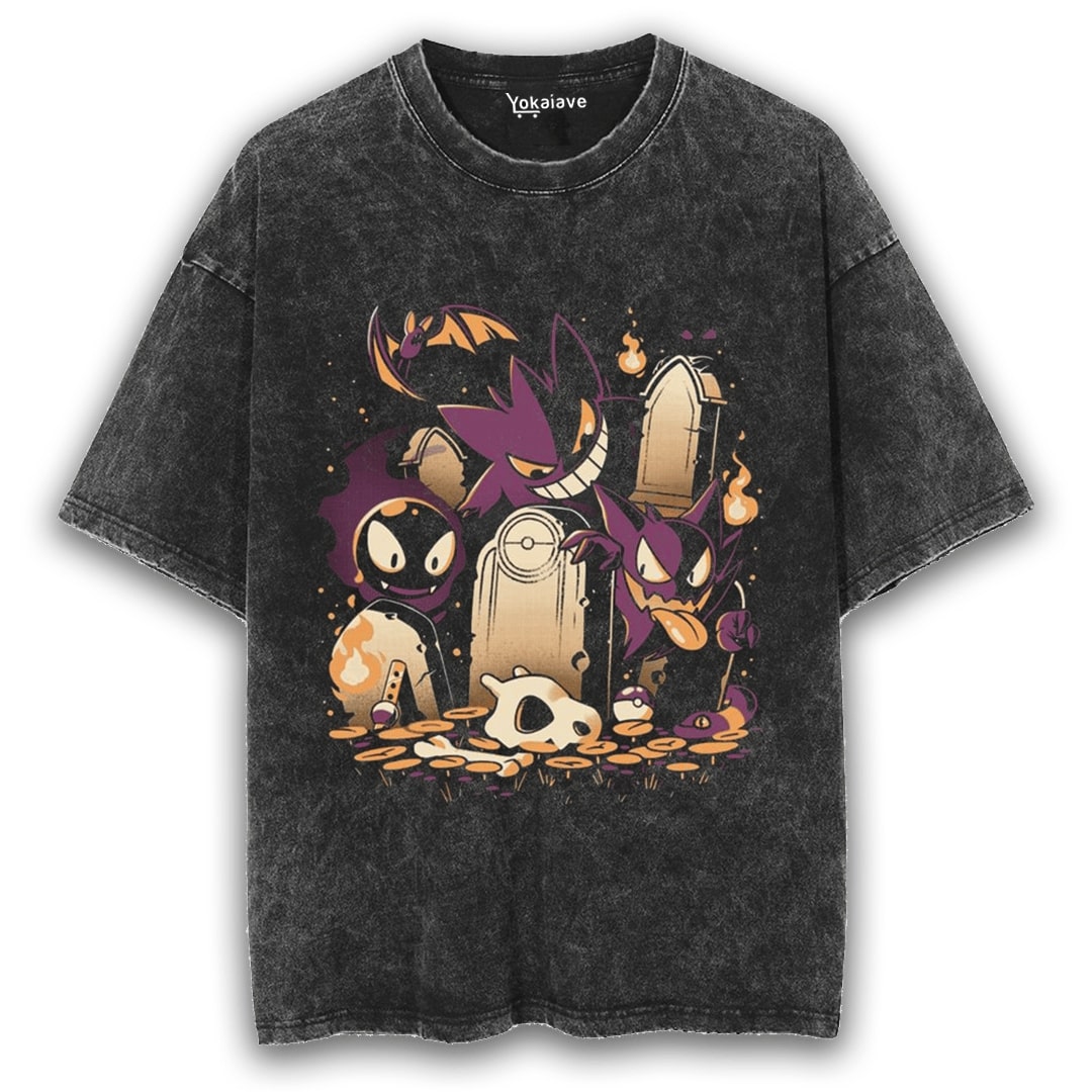 Graveyard Gengar Black Washed Vintage Tee