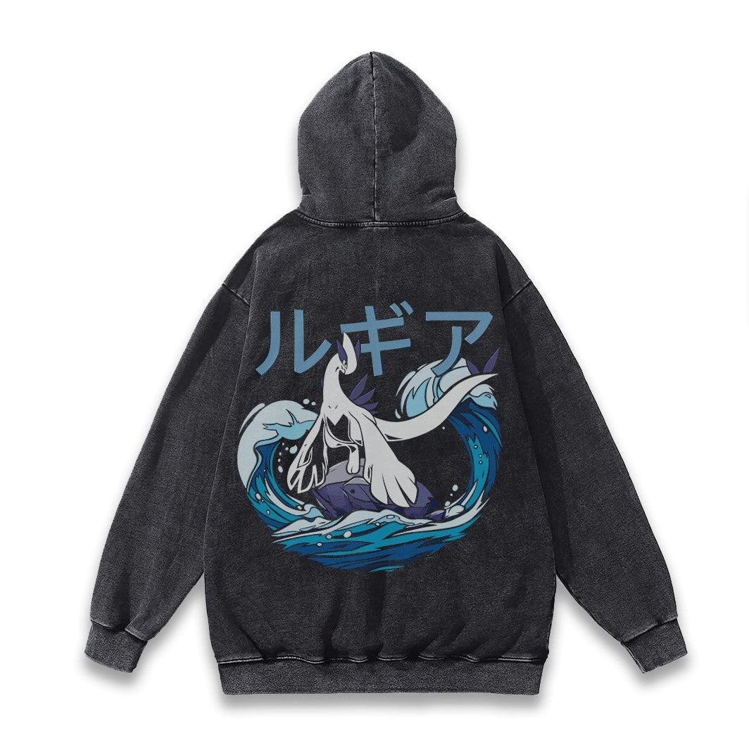 "Mystic Lugia" Black Washed Hoodie