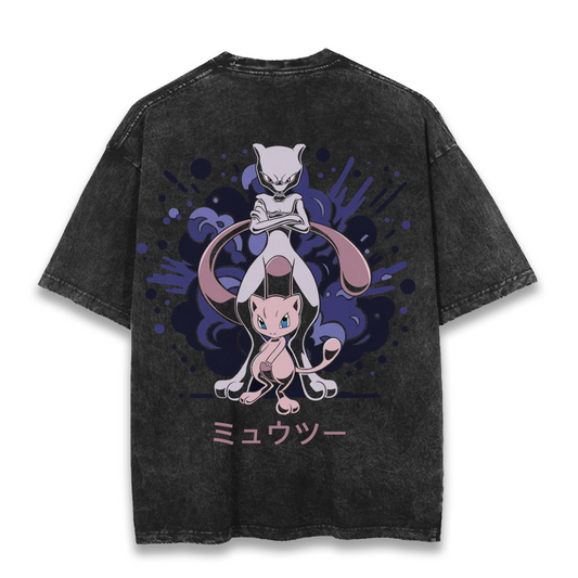 "Mew & Mewtwo Shadowburst" Back Print Vintage Tee