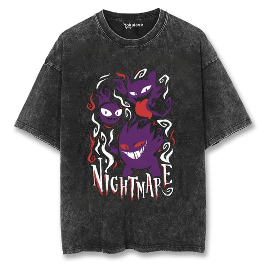 "Nightmare Gengar" Black Washed Vintage Tee