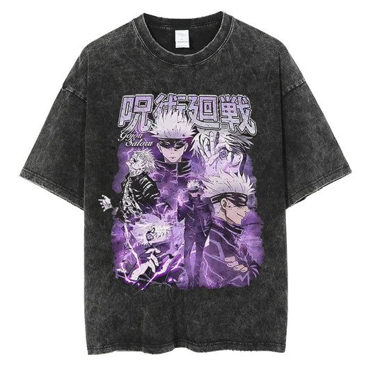 "Gojo Purple Hollow"  Black Washed Vintage Tee