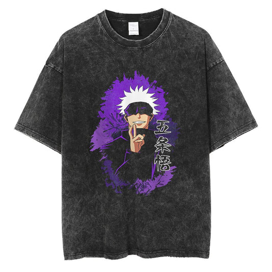 "Gojo Purple Pulse" Black Washed Vintage Tee