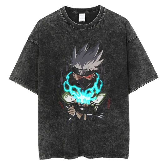 "Kakashi Lightning Blade" Black Washed Vintage Tee