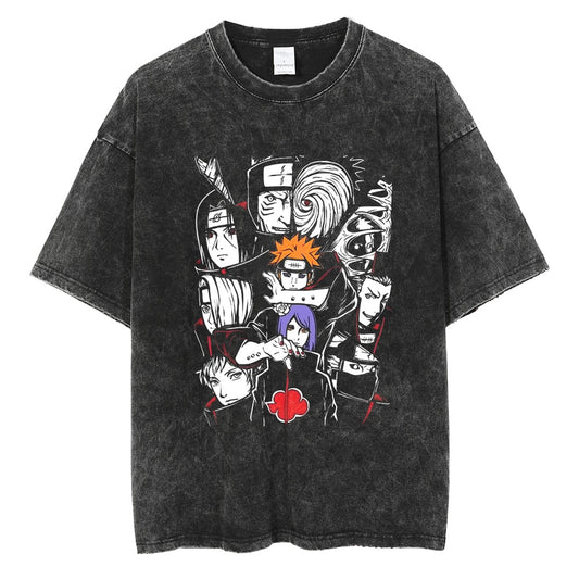 "Akatsuki Legacy" Black Washed Vintage Tee