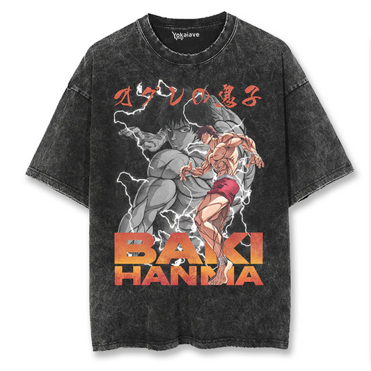 "Baki Apricot" Black Washed Vintage Tee