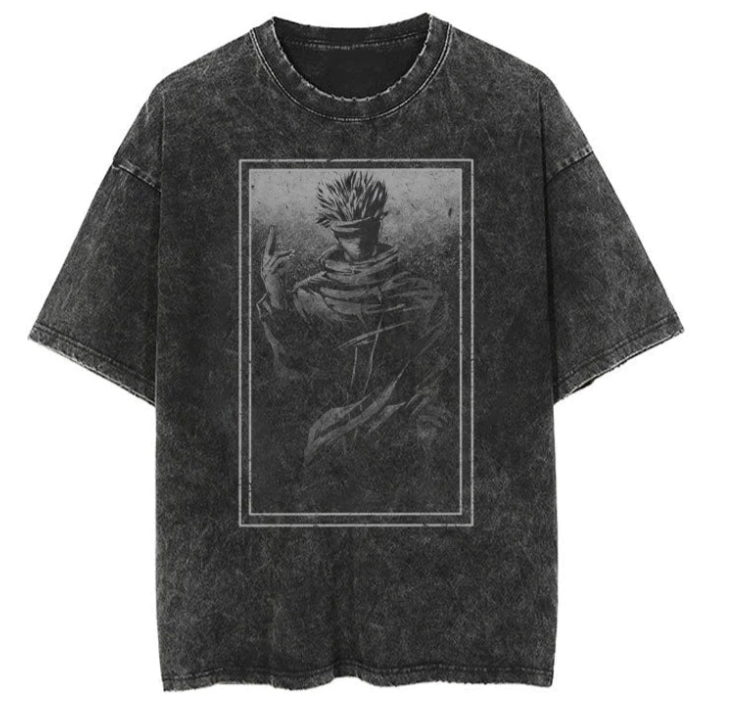 Gojo "The Strongest" Black Washed Vintage Tee