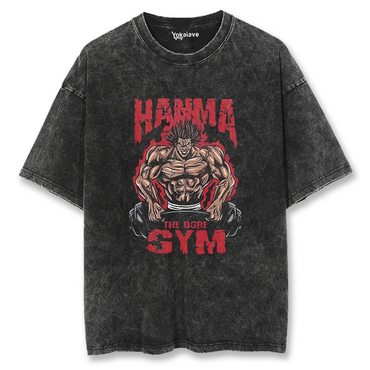 "Hanma Gym Season" Black Washed Vintage Tee