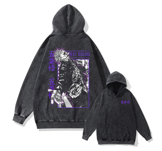 Gojo "Blood Maniac" Black Washed Hoodie