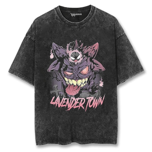 "Ghost of Lavender Town" Black Washed Vintage Tee