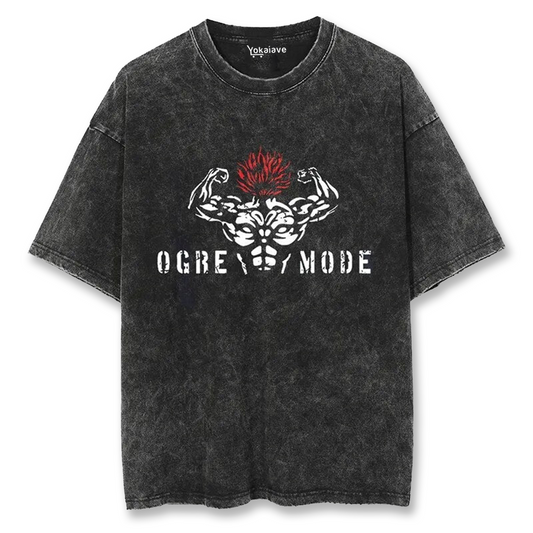 "Yujiro Hanma Ogre Mode" Black Washed Vintage Tee