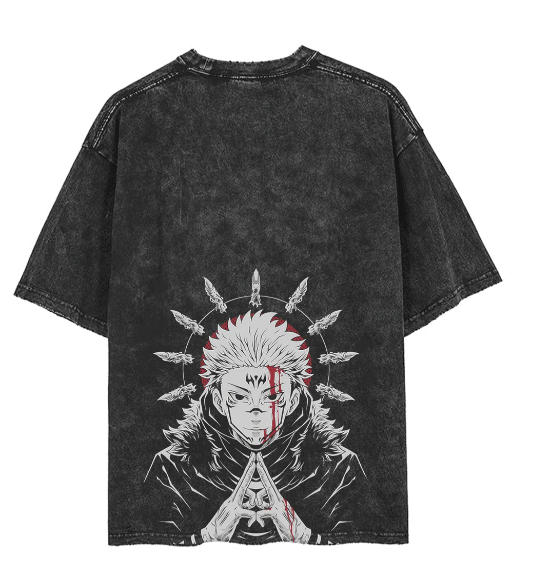 "Sukuna Malevolent Shrine" Black Washed Vintage Tee