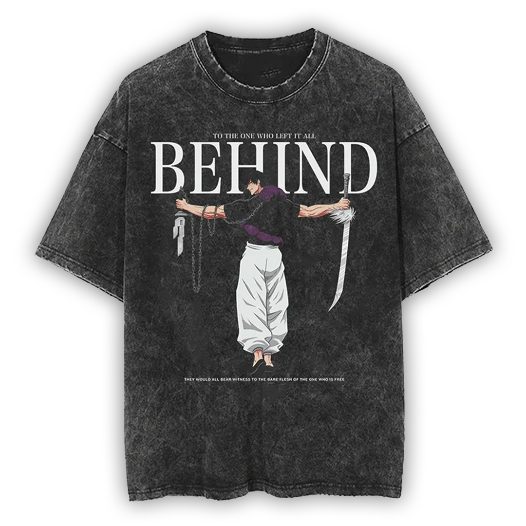 "Toji x The One who left it all Behind" Black Washed Vintage Tee