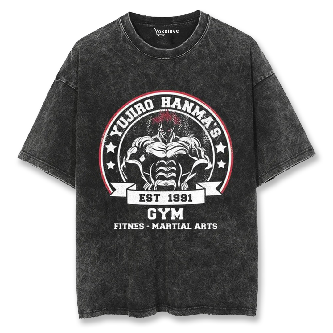 "Yujiro Hanma 1991" Black Washed Vintage Tee