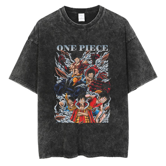 "One Piece Final Saga" Black Washed Vintage Tee