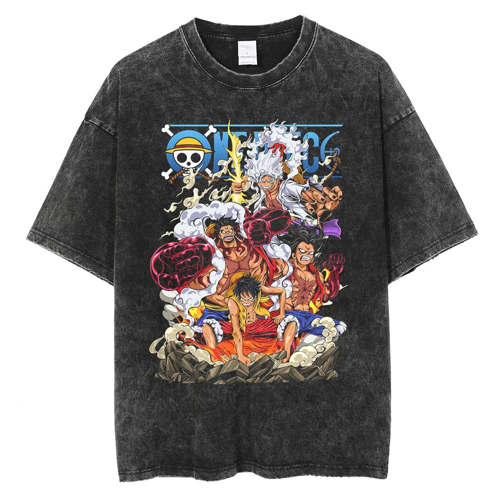 "Luffy Legacy Black Washed Vintage Tee