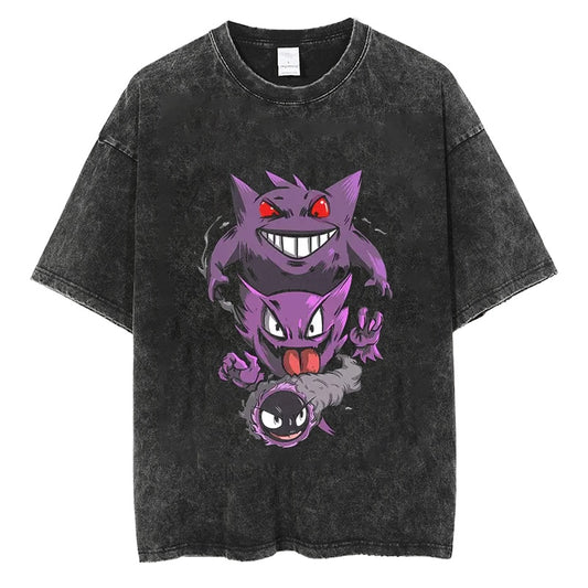 "Gengar Ghost Tree" Black Washed Vintage Tee