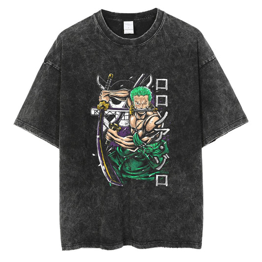 Roronoa Zoro Black Washed Vintage Tee