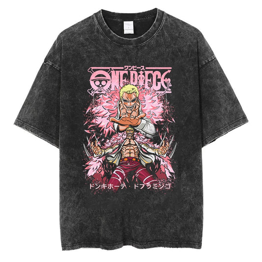 "Doflamingo Tyrant" Black Washed Vintage Tee