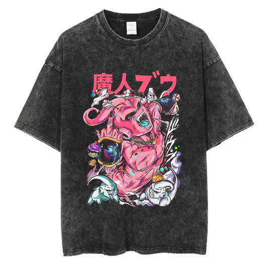 "Buu Majin Charm" Black Washed Vintage Tee