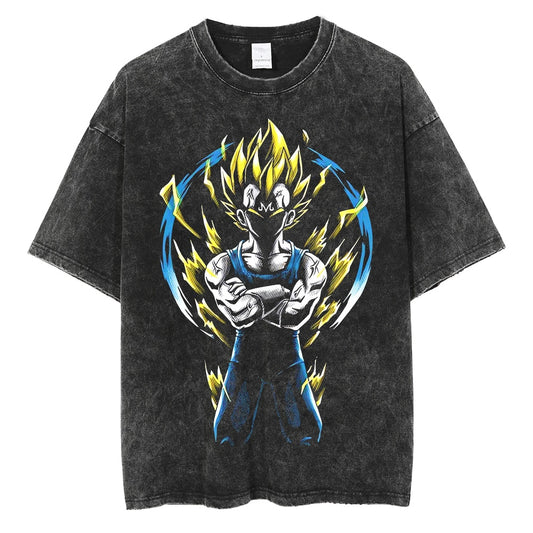 "Vegeta Dominance" Black Washed Vintage Tee