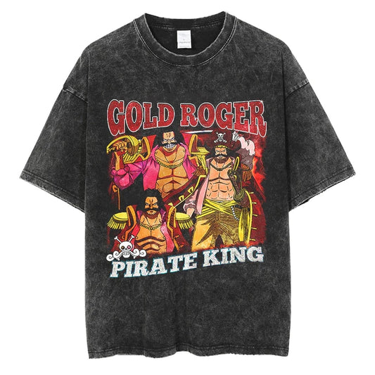 Gol D Roger Black Washed Vintage Tee