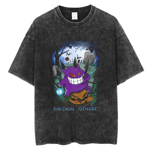 "Rest in Peace Gengar" Black Washed Vintage Tee