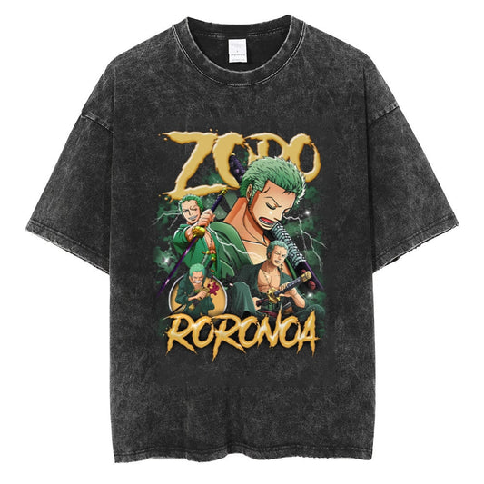 Roronoa Zoro Black Washed Vintage Tee