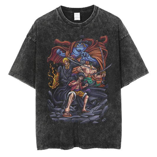 "Monster Quartet" Black Washed Vintage Tee