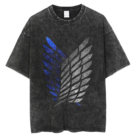 Wings of Freedom Black Washed Vintage Tee