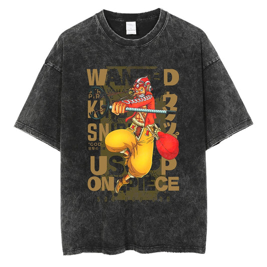 "Usopp Wanted" Black Washed Vintage Tee