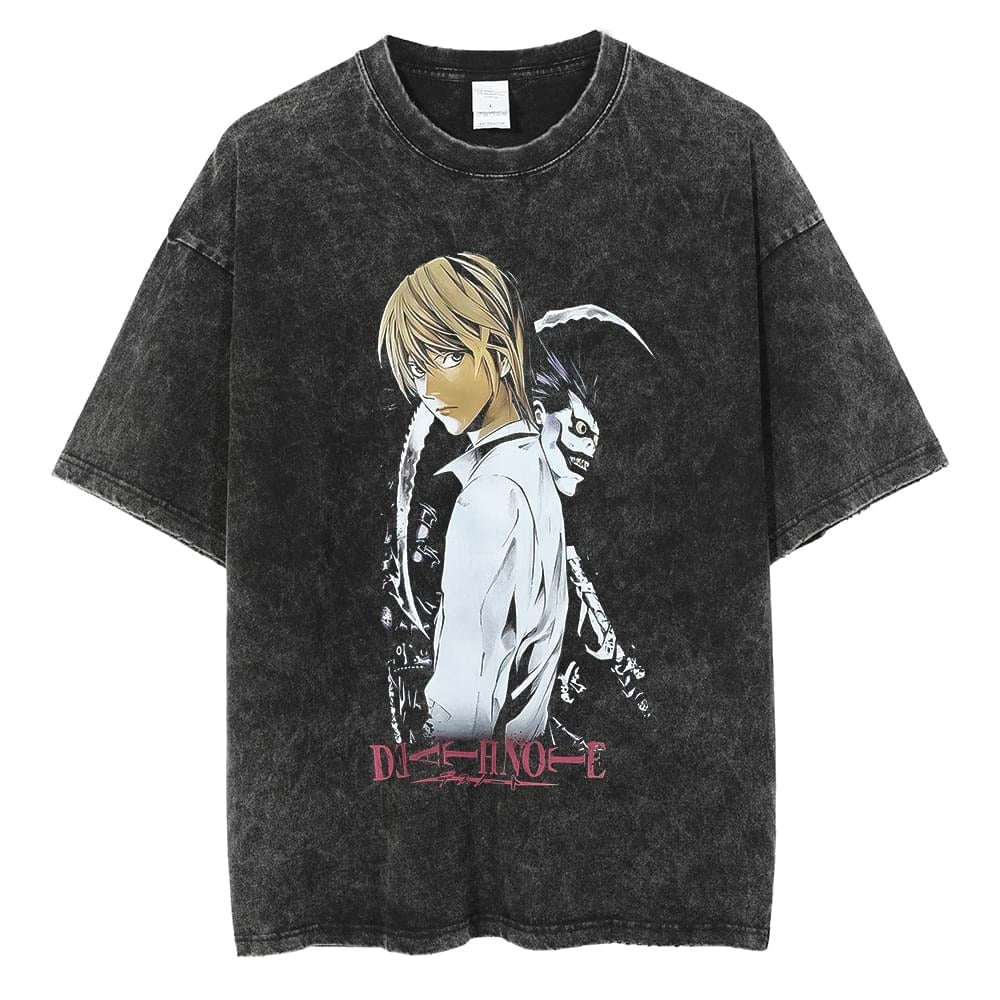 Light Yagami Black Washed Vintage Tee