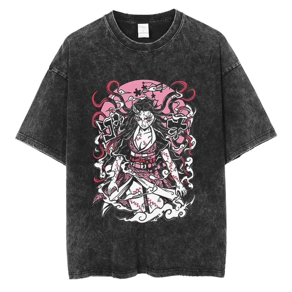 "Nezuko Demon" Black Washed Vintage Tee