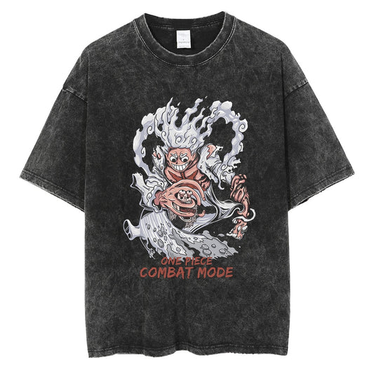 "Luffy Gear 5 Combat Mode" Black Washed Vintage Tee