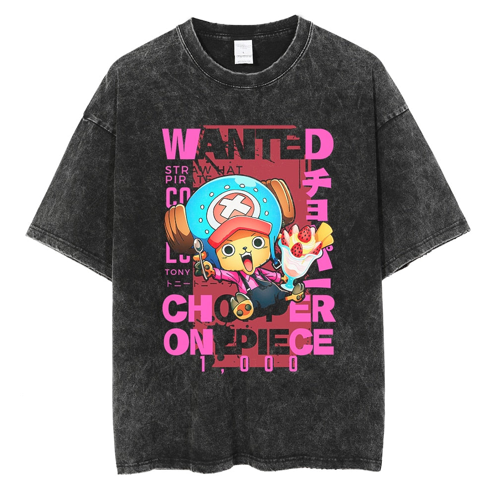 "Tony Tony Chopper Wanted" Black Washed Vintage Tee