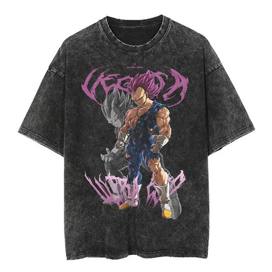 "Vegeta Supreme Power" Black Washed Vintage Tee